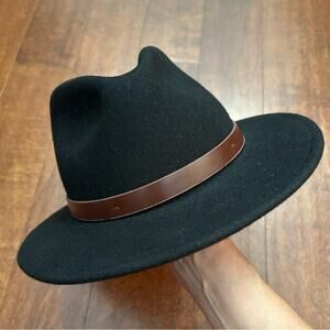 Brixton “Messer” Fedora Hat in Black 100% Wool, Unisex, Size M, 7 1/4 (58cm)